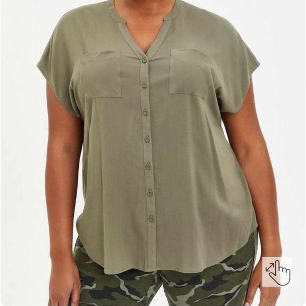 Rayon Slub Button-Front Dolman Top